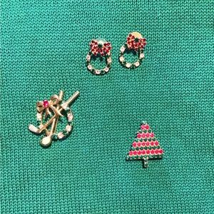 Christmas jewelry : golfer’s pin and earring set